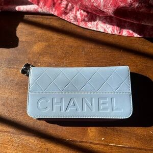Chanel Light Blue Quilted Wallet